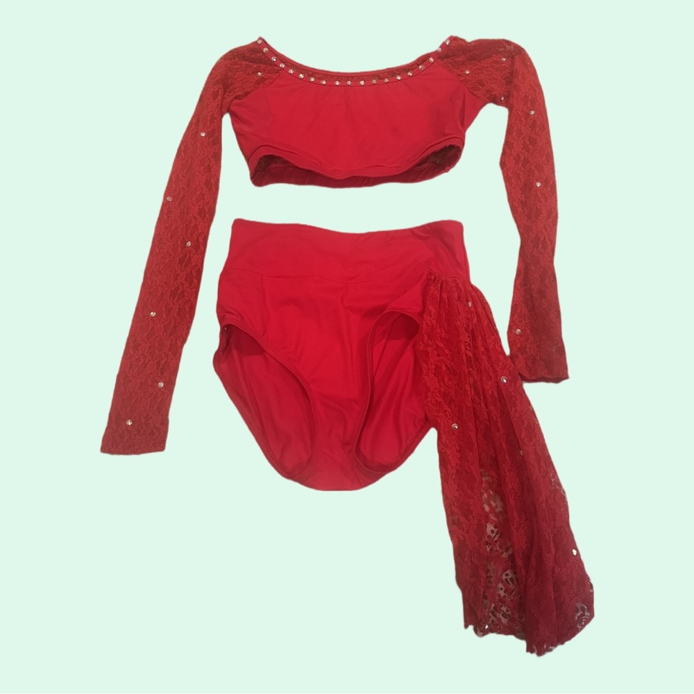 Red Long Sleeve Dance Costume